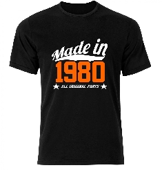 Koszulka czarna męska Made in 1980 na urodziny